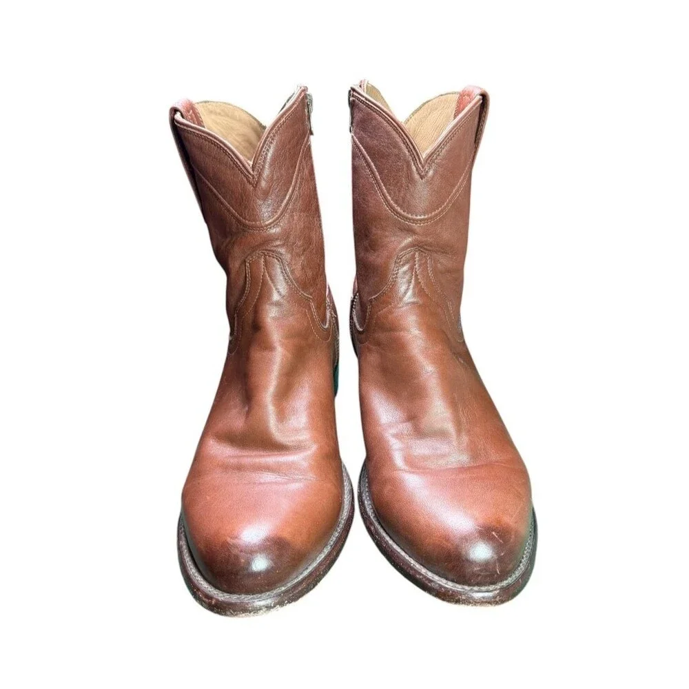 Tecovas The Dean Brown Leather Zip Western Boots Men's 10.5D Round Toe
